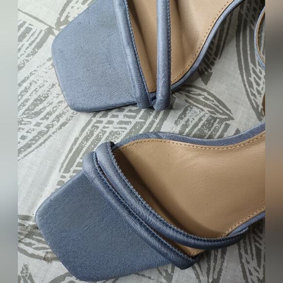 Sam Edelman Kia Heels Strappy Sandals Blue Strappy Round Heels - Picture 4 of 12